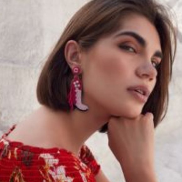 MYRA BAGS Wonderus Beaded Cowboy Boots Statement Earrings NWT - Picture 3 of 4